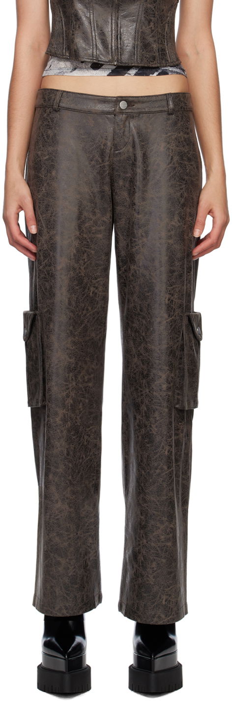 Cargo nohavice Miaou Miaou Elias Faux-Leather Cargo Pants Hnedá | 1034DVSVAR, 0