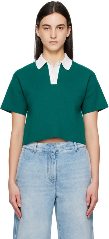 Polo tričko JW Anderson JW Anderson Cropped Knitted Polo Zelené | KW1358-YN0398, 0