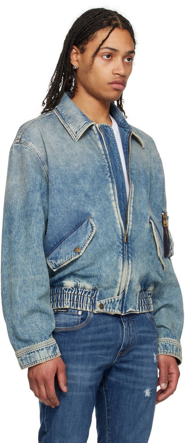 Bomber bunda Dolce & Gabbana Dolce&Gabbana Tag Denim Bomber Jacket Modrá | G9BKNDG8ME5, 1