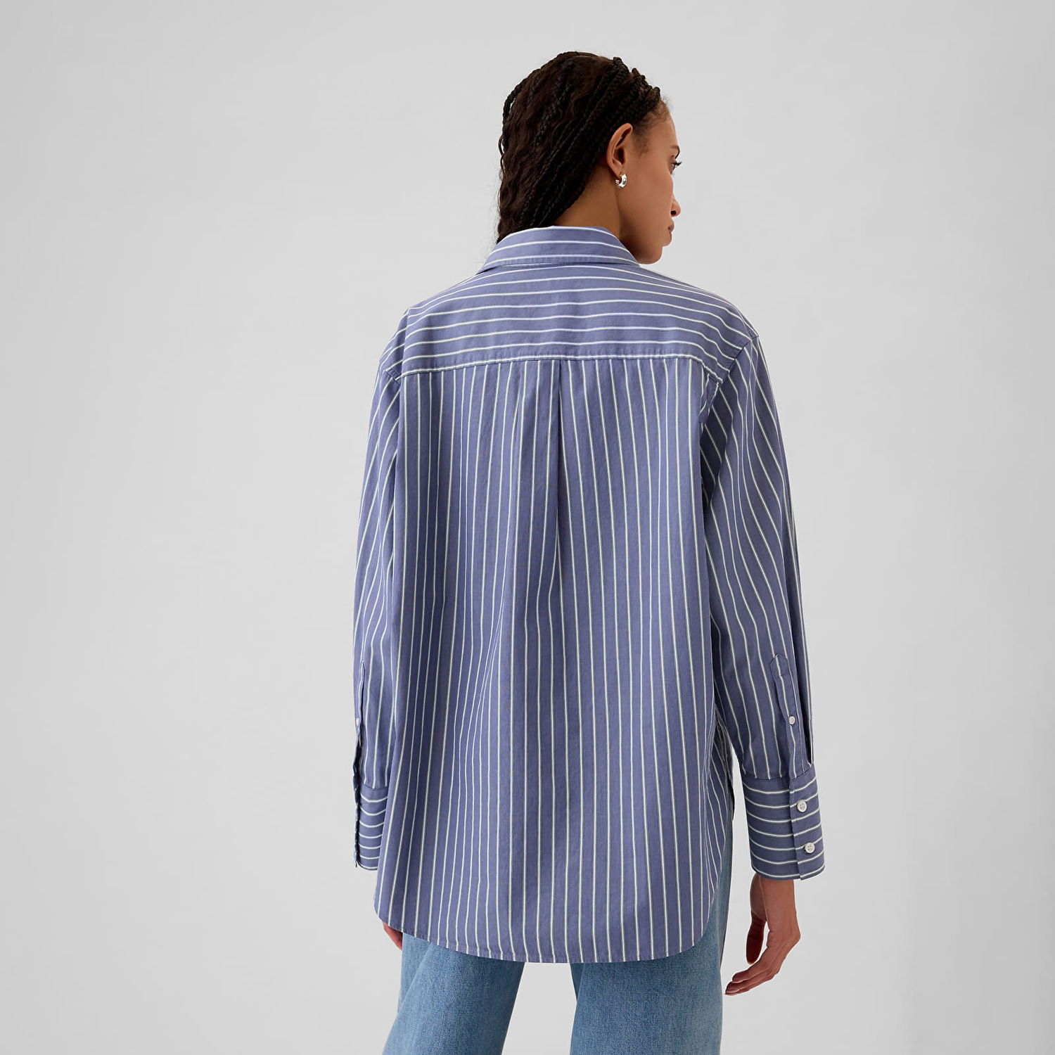 Košeľa GAP Shirt Stripy Big Shirt Blue Green Stripe XS Šedá | 519040-03, 1