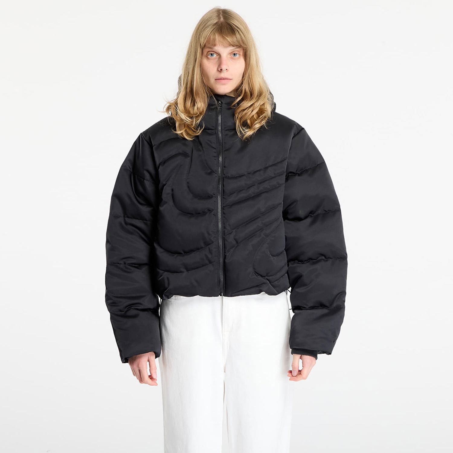 Prešívaná bunda Nike Sportswear Swoosh Series Therma-FIT Oversized Down Puffer Jacket Čierna | IB2005-010, 0