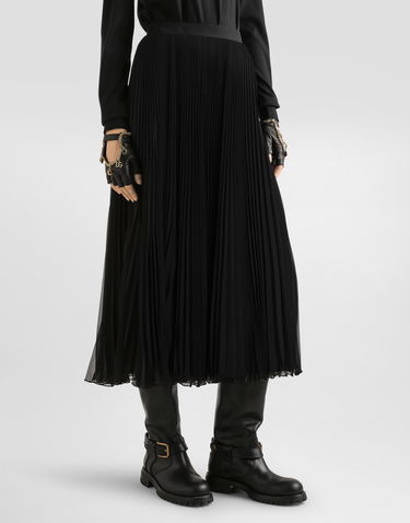 Sukňa Dolce & Gabbana Dolce & Gabbana Long Pleated Chiffon Skirt Čierna | F4BCITFUSNWN0000, 1