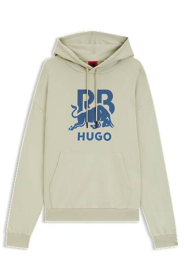 Mikina BOSS RB cotton-terry hoodie with bull graphic Béžová | 50549313