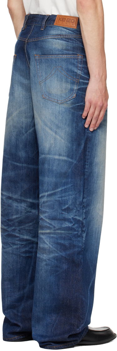 Džínsy KENZO Kenzo Paris Turn Up Wide Fit Jeans Modrá | FF65DP4216I7, 2