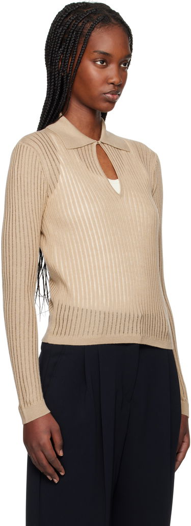 Sveter Max Mara Max Mara Ribbed Keyhole Polo Top Béžová | 2516361021600, 1