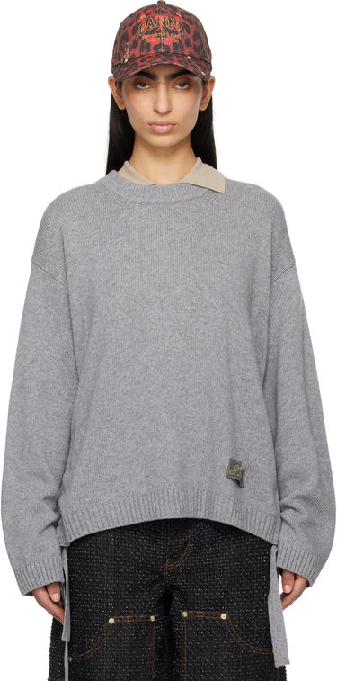 Sveter GANNI GANNI Future Mixed Wool Oversized Sweater Šedá | K2488, 0