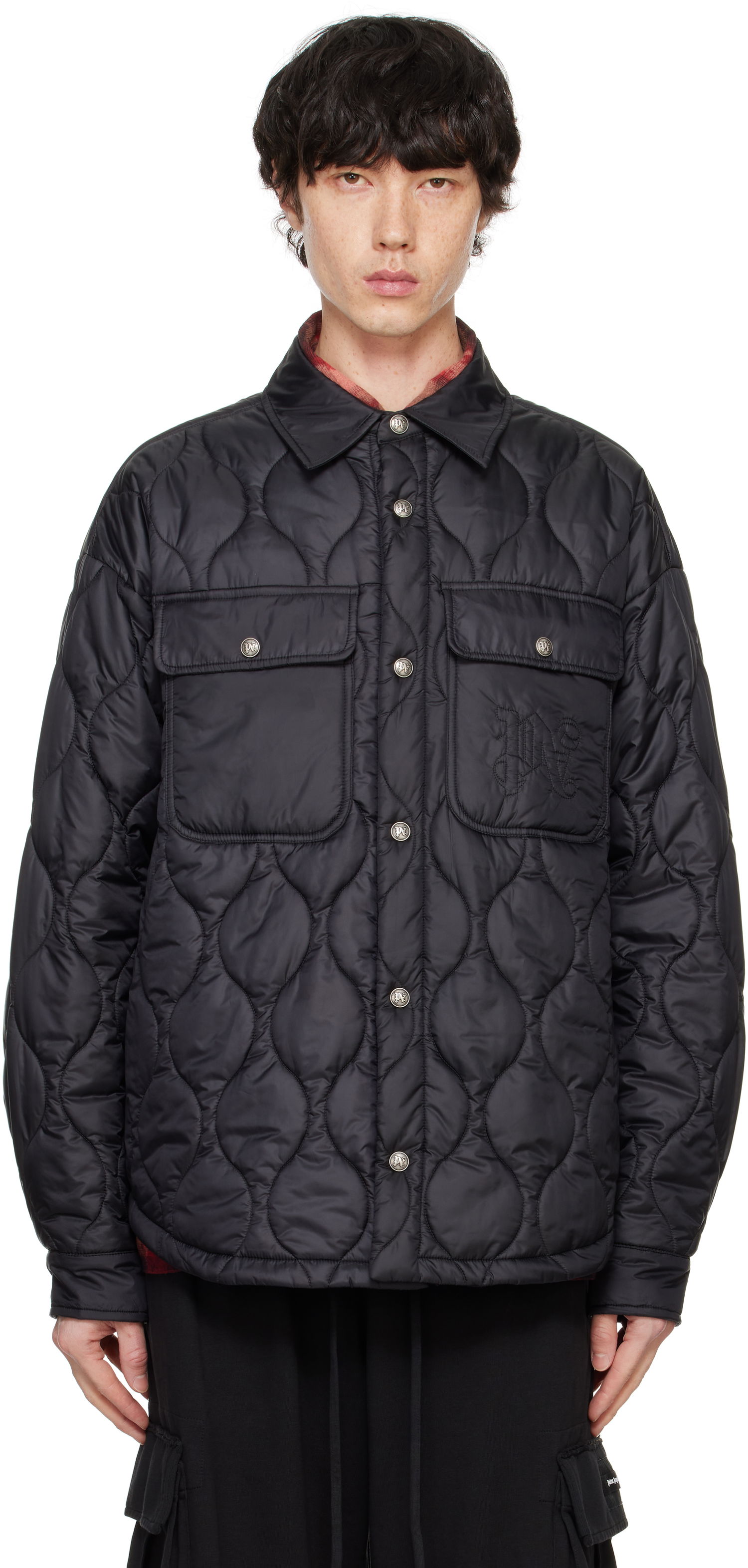 Prešívaná bunda Palm Angels Classic Logo Quilted Overshirt Čierna | PMED054F24FAB0011010, 0