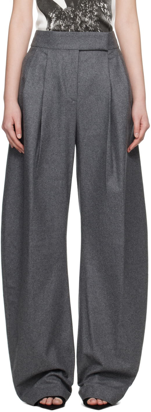 Nohavice The Attico The Attico Gary Pleated Wide-Leg Trousers Šedá | 248WCP102 W055, 0