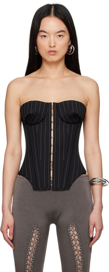 Podprsenka Jean Paul Gaultier Jean Paul Gaultier 'The Bi-Material Suit' Pinstripe Corset Čierna | 25/33-F-ST023-C074-0001, 0