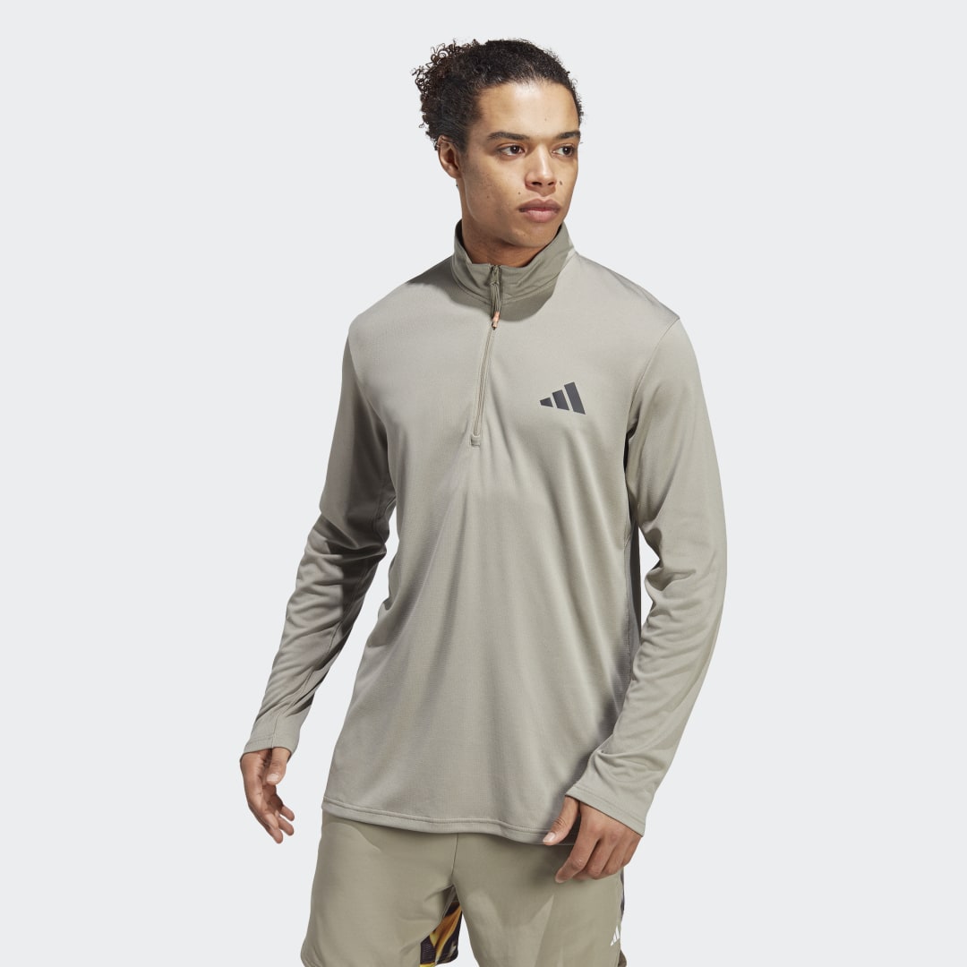 Tričko adidas Originals Train Essentials Seasonal Training 1/4-Zip Tee Béžová | IB8549, 0