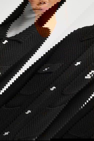 Sveter Carhartt WIP Michigan Ribbed Knit Collared Wool Blend Sweater Čierna | I035379.89XX, 3