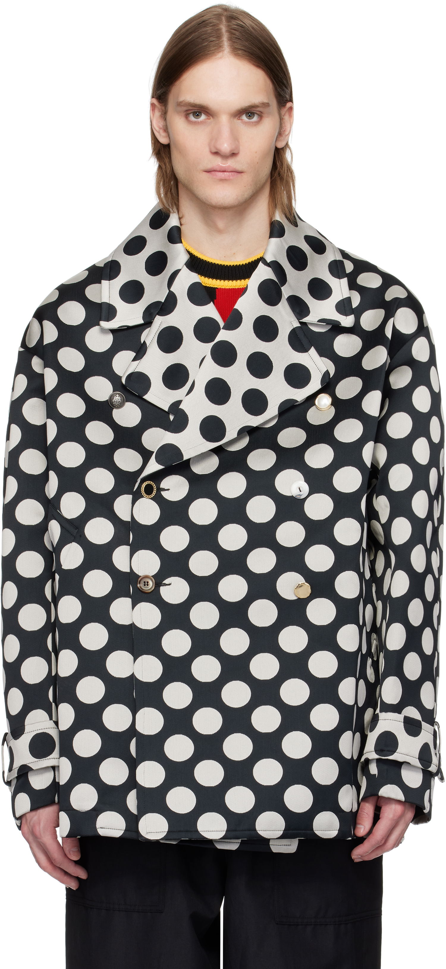 Bunda Charles Jeffrey Loverboy Charles Jeffrey LOVERBOY Oversized Polka Dot Peacoat Rôznofarebný | 54010501, 0
