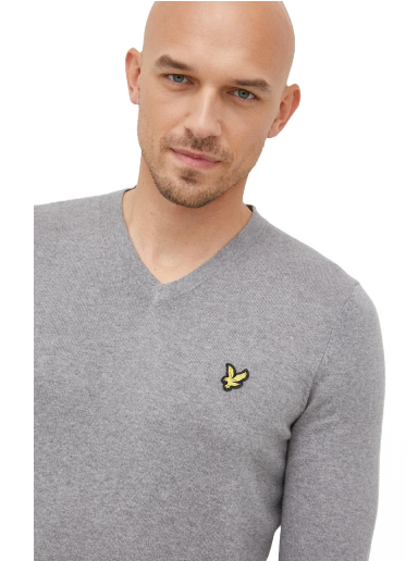 Sveter Lyle & Scott Cotton Merino V Neck Jumper Šedá | KN401VC.T28