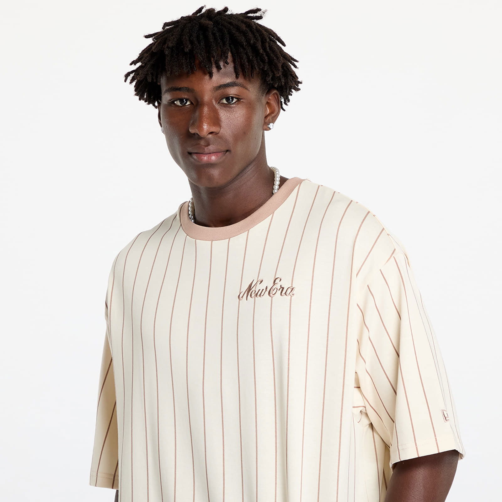 Pinstripe Oversized Tee UNISEX Light Cream