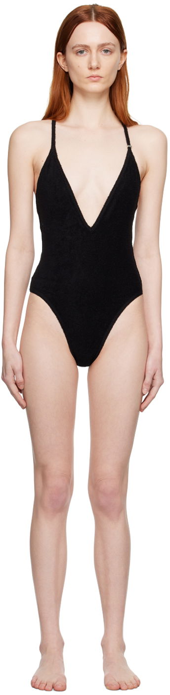 Plavky The Attico Attico V-Neck One-Piece Swimsuit Čierna | 233WBB71 C066, 0