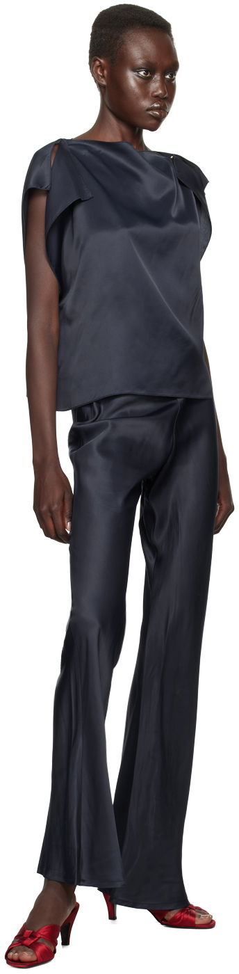 Tielko Baserange Baserange Clavo Satin Blouse Navy | TOCLA-VI-WI24, 3