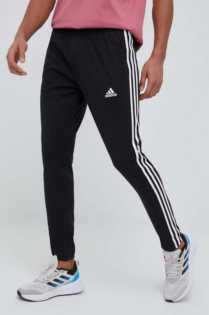 Tepláky adidas Originals Essentials Single Jersey Tapered Open Hem 3-Stripes Joggers Čierna | IC0044, 0