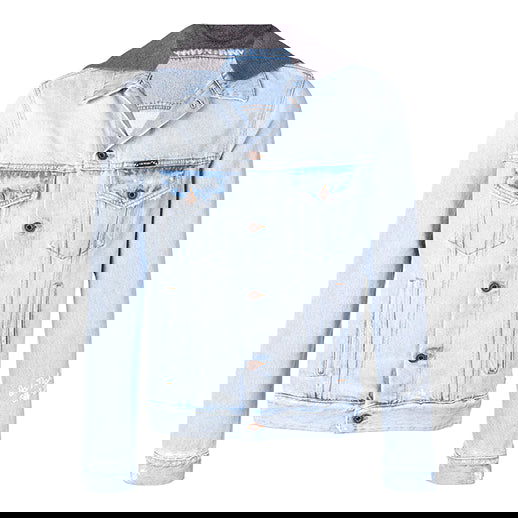 Bunda Off-White Off-White Hooded Denim Jacket Modrá | OMYE010E183860207101, 0