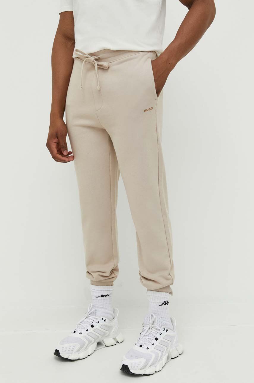 Tepláky BOSS Cotton-Terry Tracksuit Bottoms with Logo Print Béžová | 50489617, 0