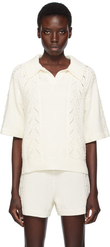 Polo tričko Loulou de Saison Loulou de Saison Kina Knit Polo Shirt Biela | KINA, 0