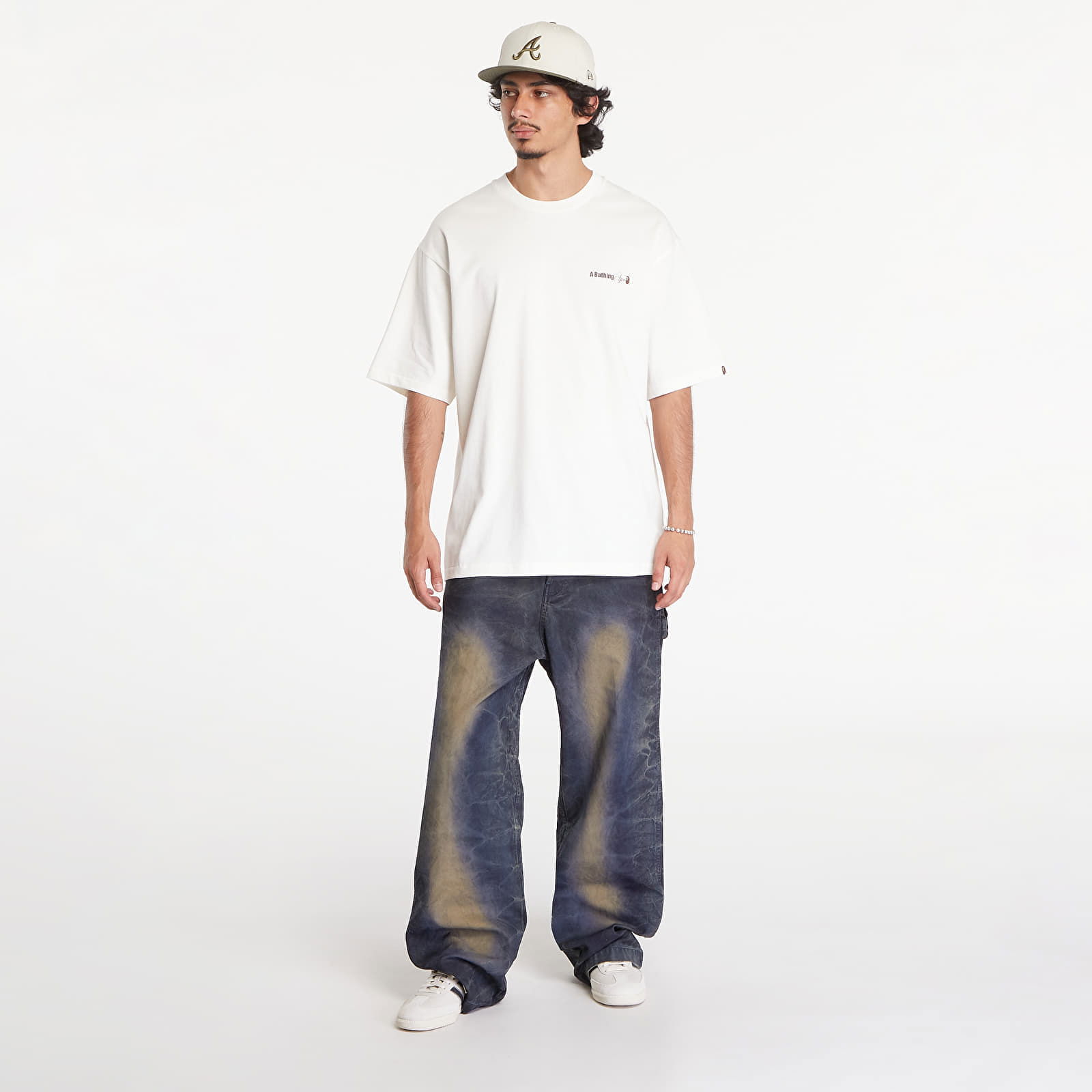 A BATHING APE Water Print Logo Relaxed Fit Short Sleeve Tee Ivory