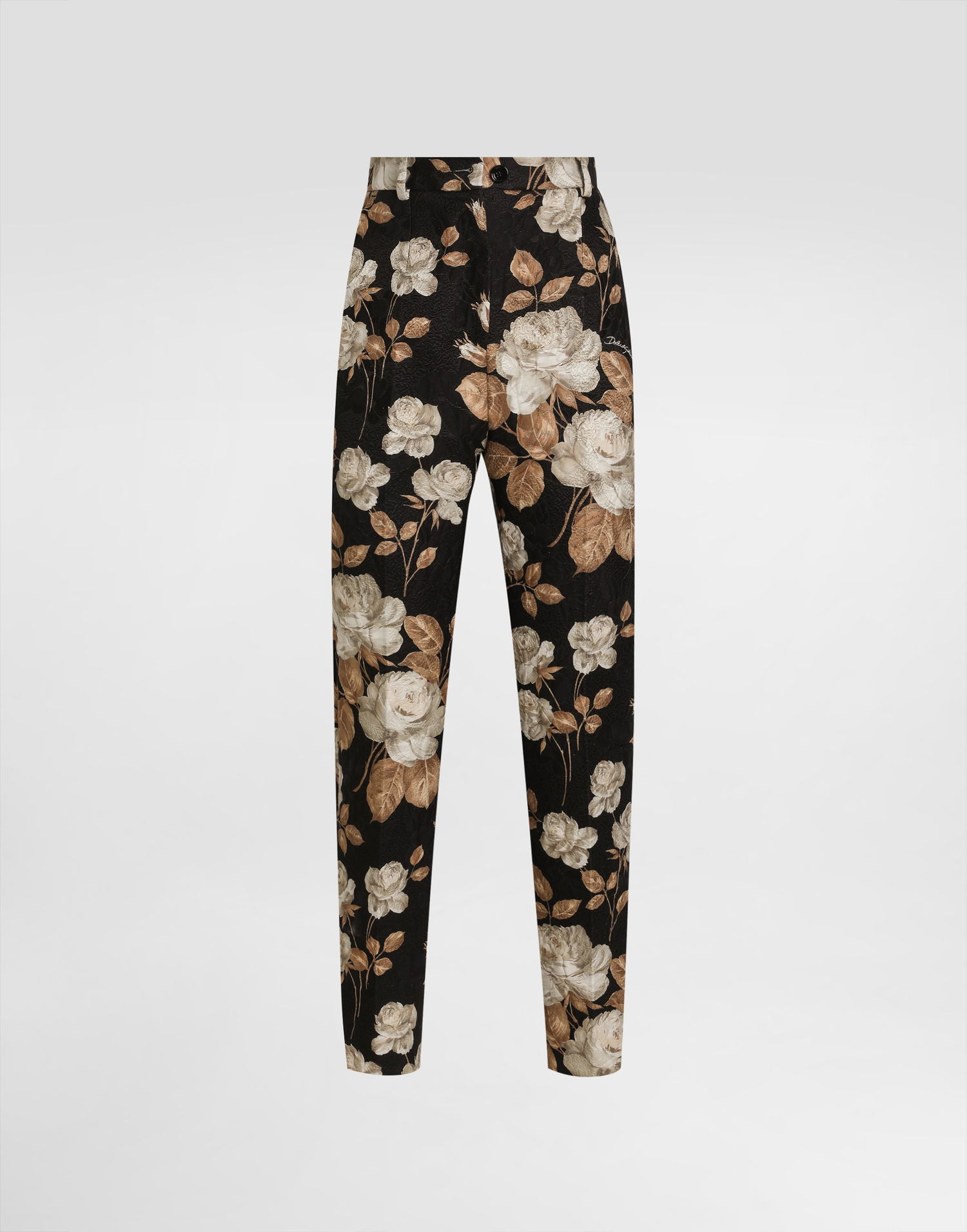 Nohavice Dolce & Gabbana Dolce & Gabbana Vintage Rose-Print Brocade Trousers Čierna | FTAM2TFSTBRHN5QQ, 0
