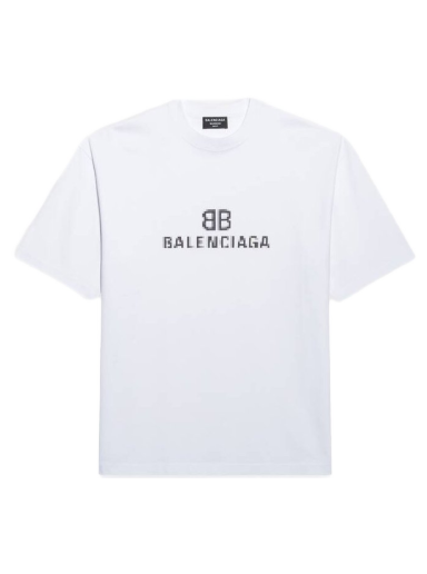 Tričko Balenciaga BB Pixel Medium Fit T-shirt Biela | 612966TKVI79040