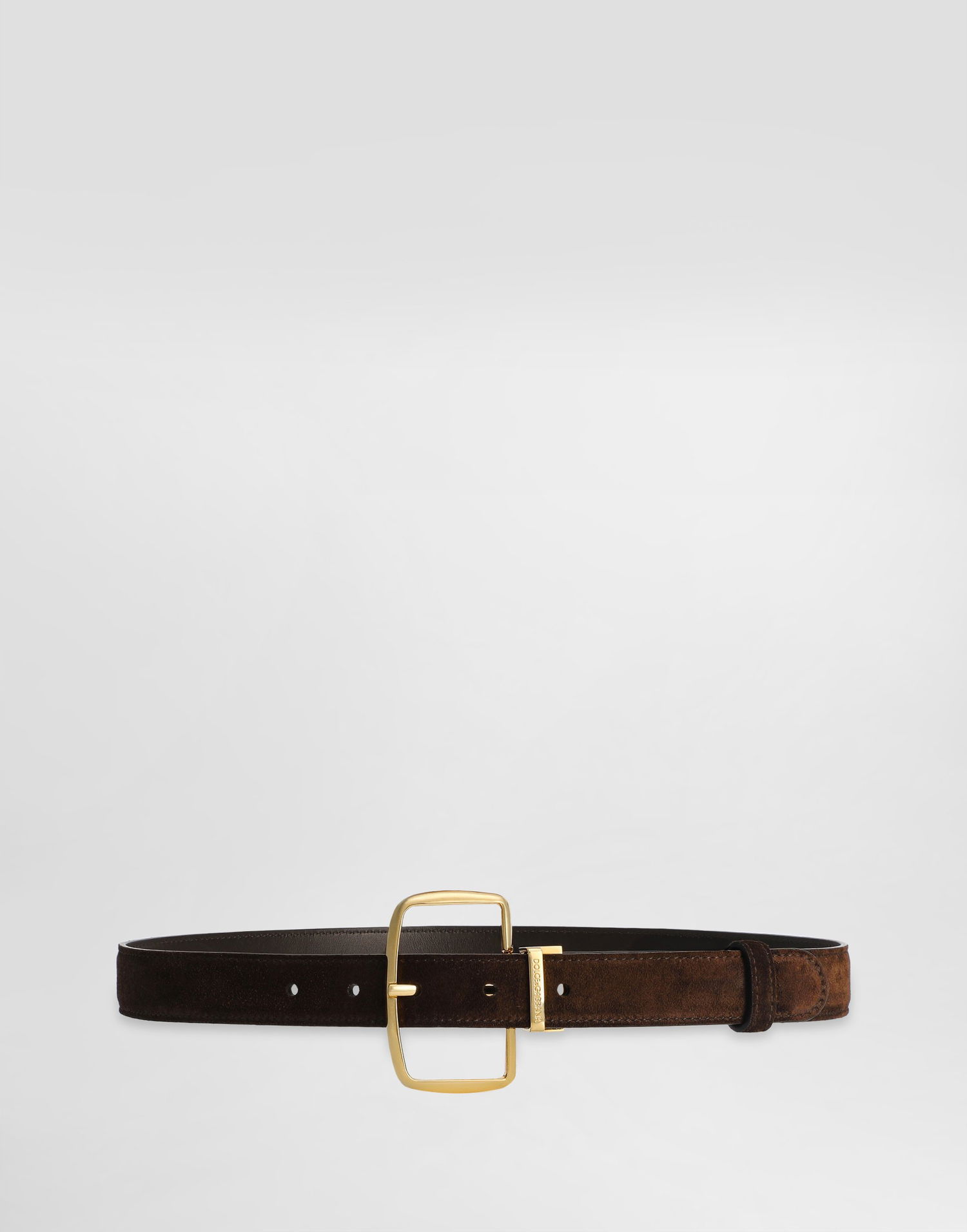 Opasok Dolce & Gabbana Dolce & Gabbana Split Calfskin Belt with Square Buckle Hnedá | BE1666AO16580081, 0