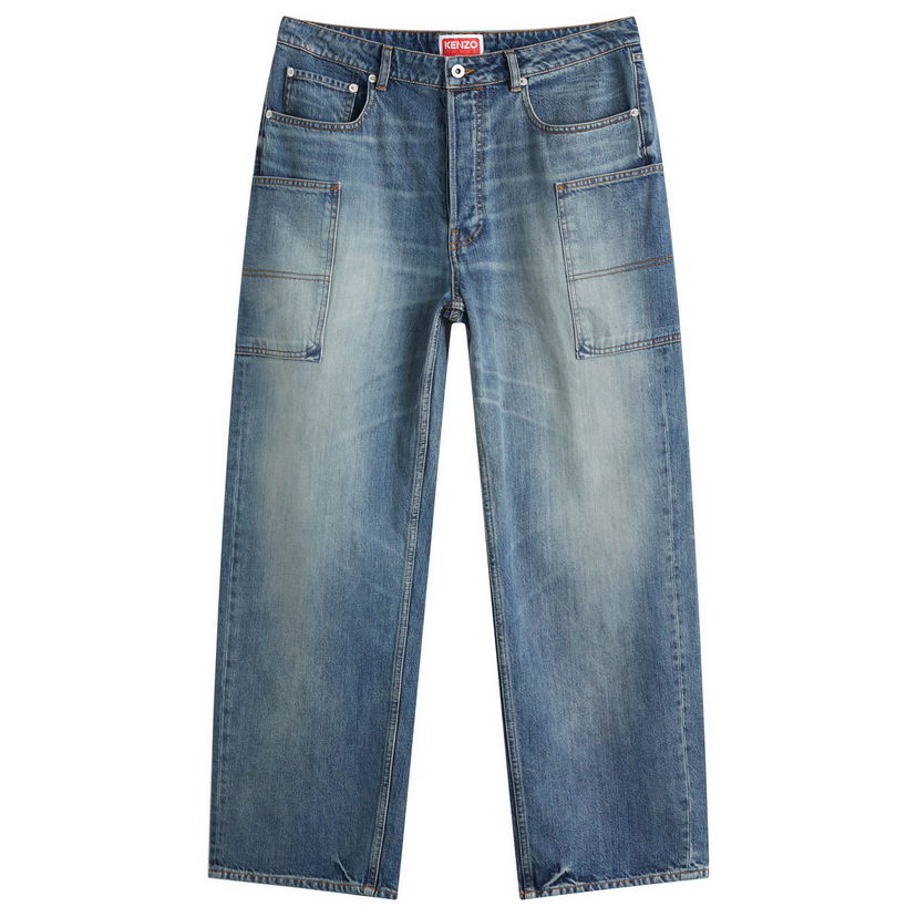 Džínsy KENZO Kenzo Cargo Monkey Fit Jeans 28" Modrá | FF55DP4086I7-DS