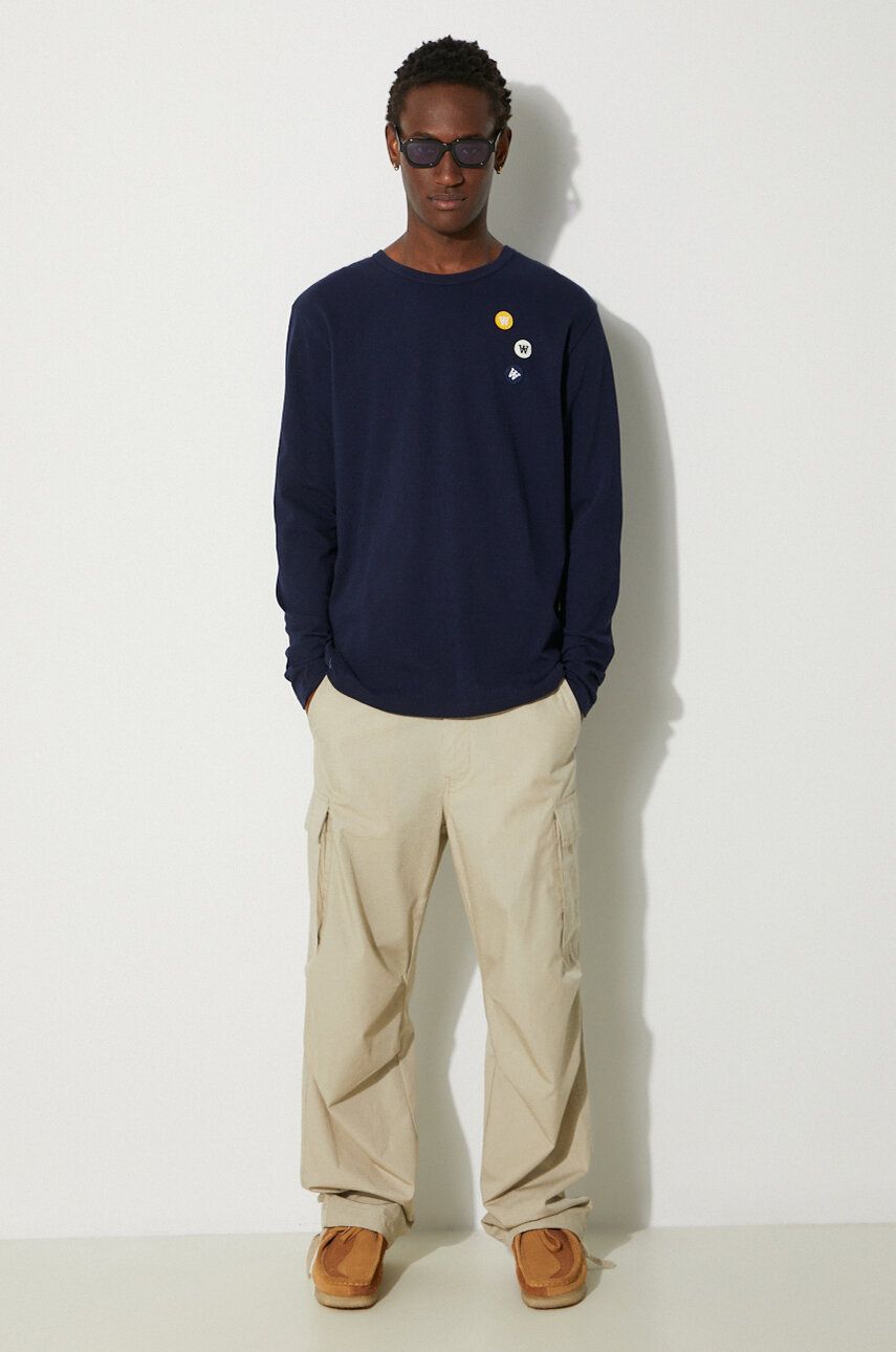 Tričko WOOD WOOD Long Sleeve T-shirt with Application Modrá | 10235402.2323.NAVY, 1