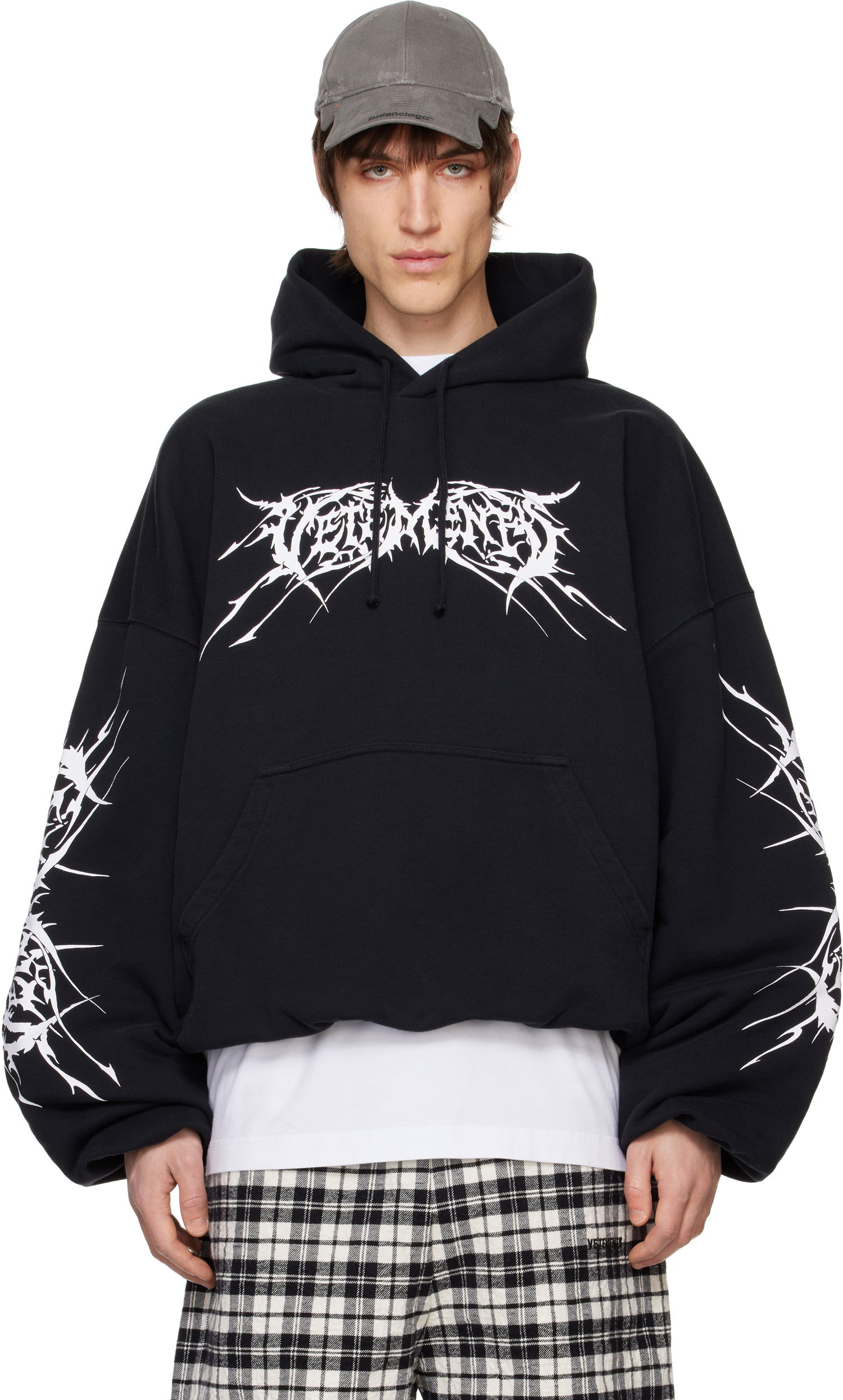 Mikina VETEMENTS Vetements Death Metal Cropped Boxy Hoodie Čierna | UA66HD620BW, 0