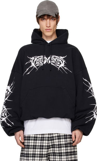 Mikina VETEMENTS Vetements Death Metal Cropped Boxy Hoodie Čierna | UA66HD620BW, 0