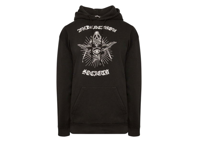 Mikina Balenciaga Gothic Logo Hoodie Black Čierna | 570811TJVE91000