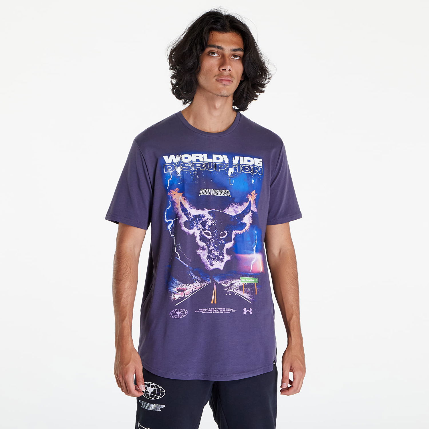 Tričko Under Armour Project Rock WWE Disruption Fialová | 1373747-558, 1