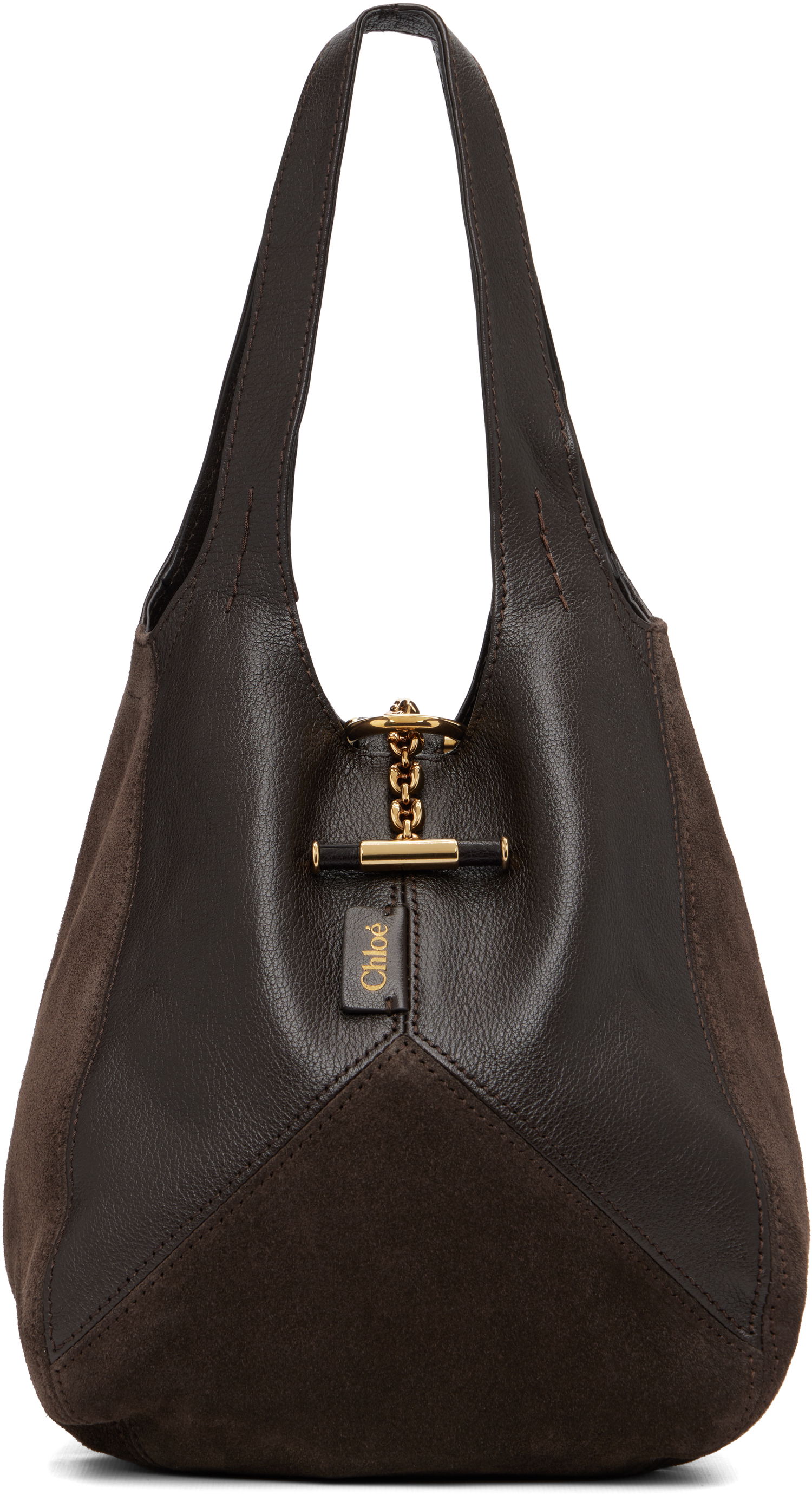 Tote bag CHLOÉ Small 'Chloé' Leather and Suede Balloon Tote Hnedá | CH25WS644Q51, 0