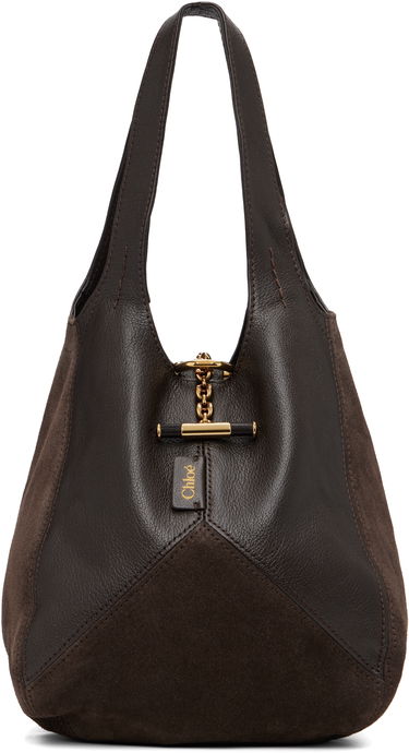 Tote bag CHLOÉ Small 'Chloé' Leather and Suede Balloon Tote Hnedá | CH25WS644Q51, 0