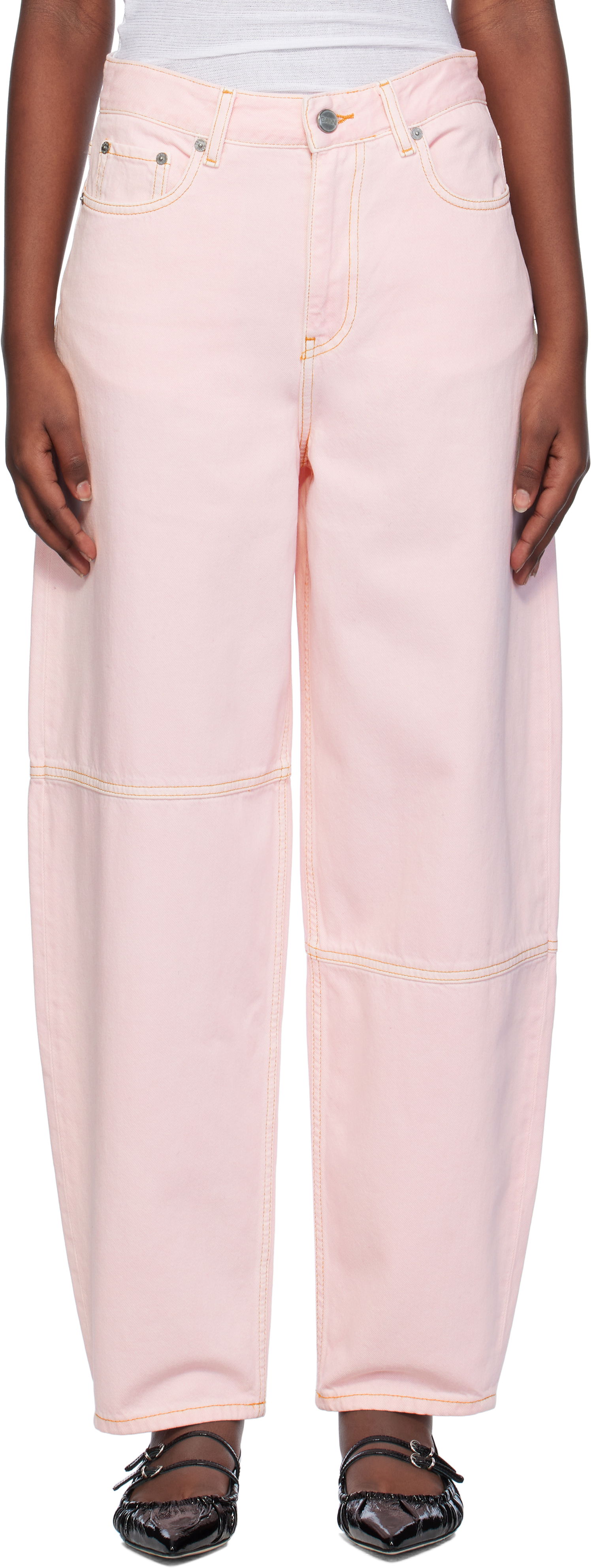 Džínsy GANNI Pink Wide Leg Jeans Ružová | J1583, 0