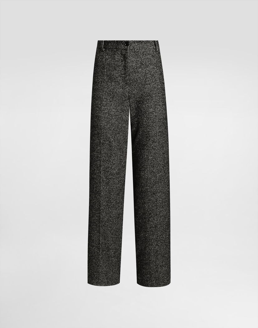 Nohavice Dolce & Gabbana Dolce & Gabbana Stretch Wool Chevron Trousers Čierna | FTC31TFCBAJS8030