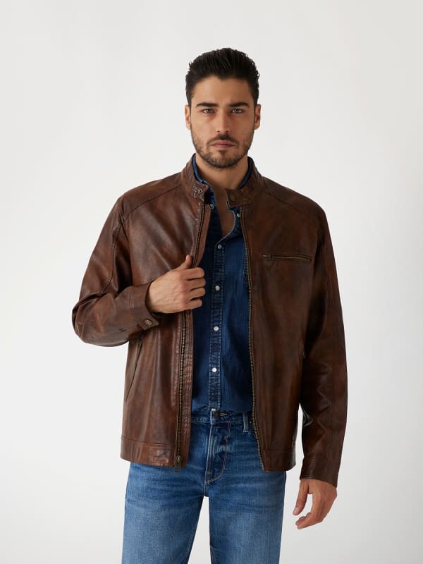 Bunda GUESS Faux-Leather Biker Jacket Hnedá | M5RL00WGU60, 0