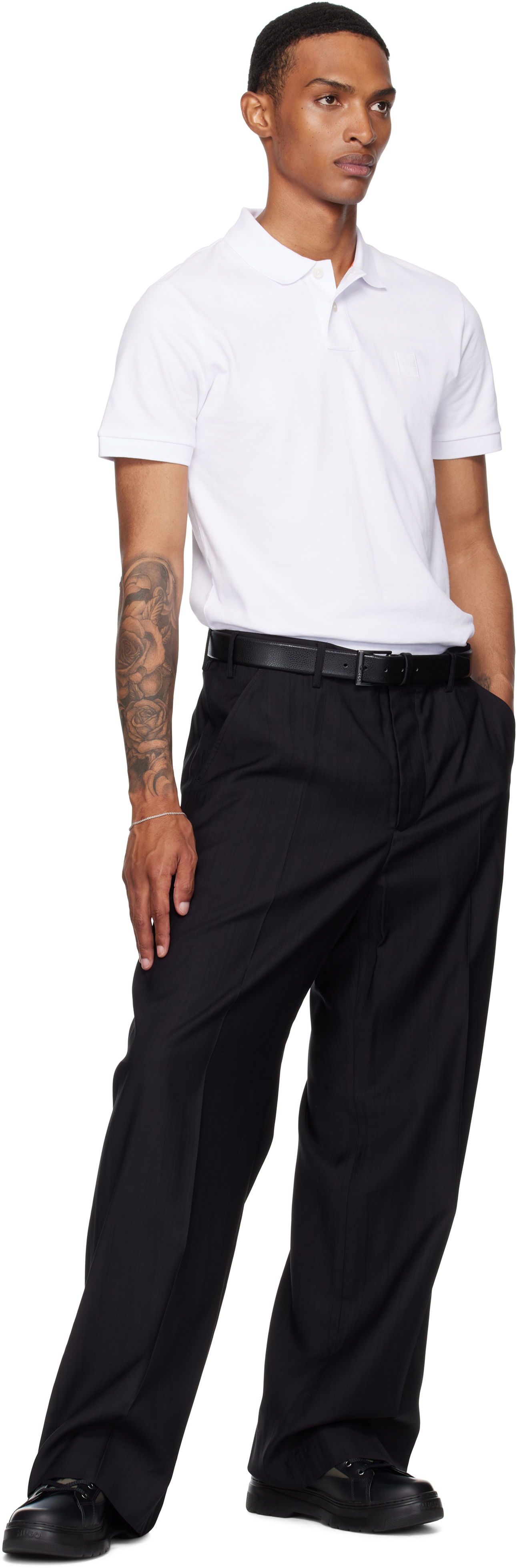 Opasok BOSS Pebbled Leather Rectangular Buckle Belt Čierna | 50541158, 1