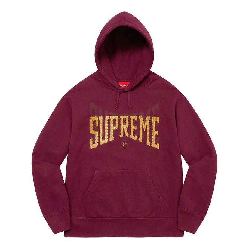 Mikina Supreme Rhinestone Shadow Hoodie Vínová | SUP-FW22-172