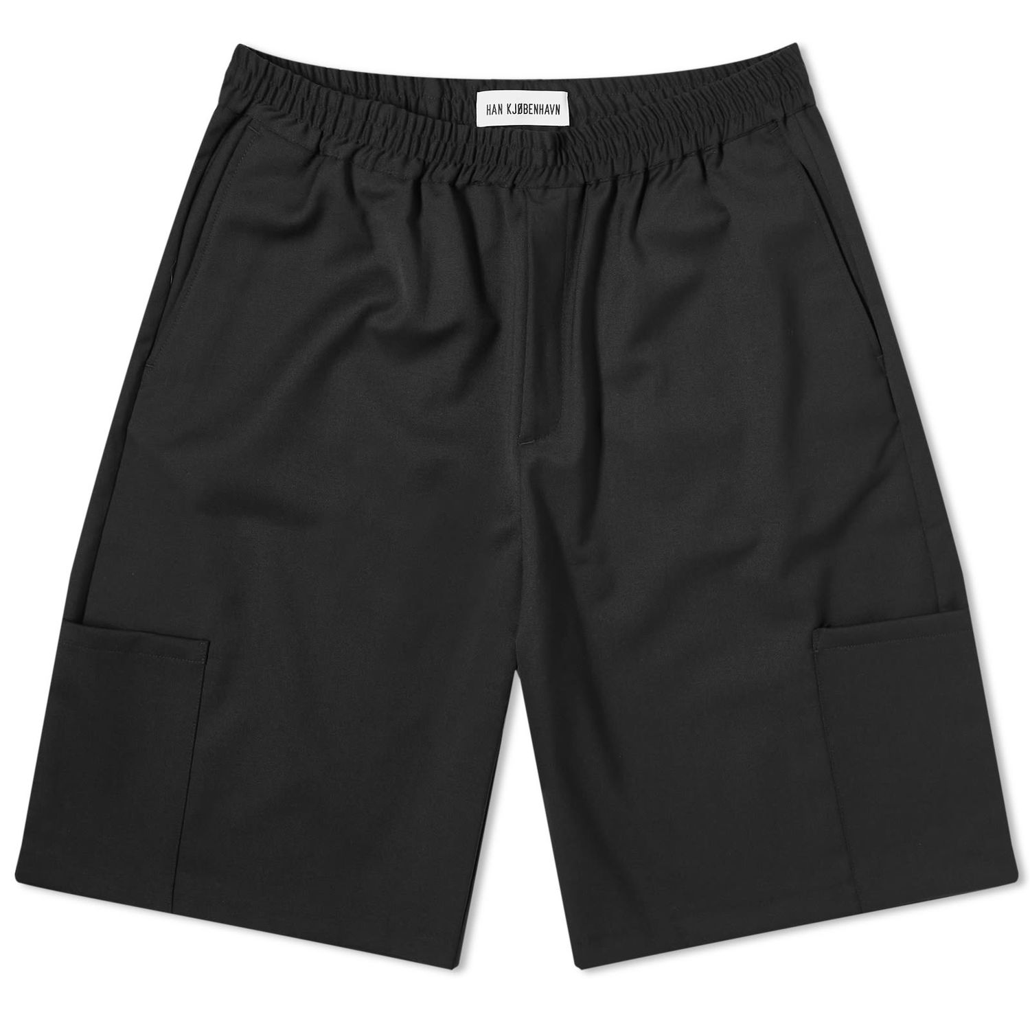 Cargo nohavice Han Kjøbenhavn Elasticated Wide Leg Wool Shorts Čierna | M-133675-BLK, 1