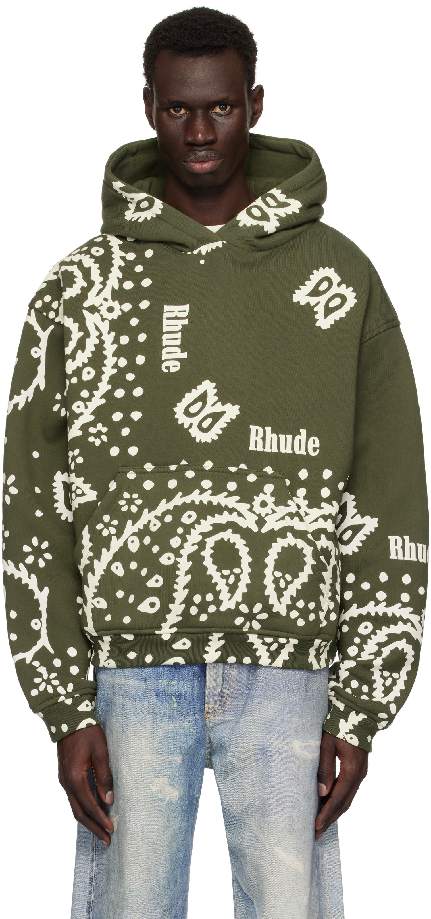Mikina Rhude Rhude Bandana Print Hoodie Zelené | RHPS25HO10012, 0