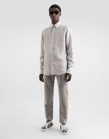 Košeľa Dolce & Gabbana Dolce & Gabbana Martini Linen Shirt Šedá | G5MM4ZGJ662S8290, 1