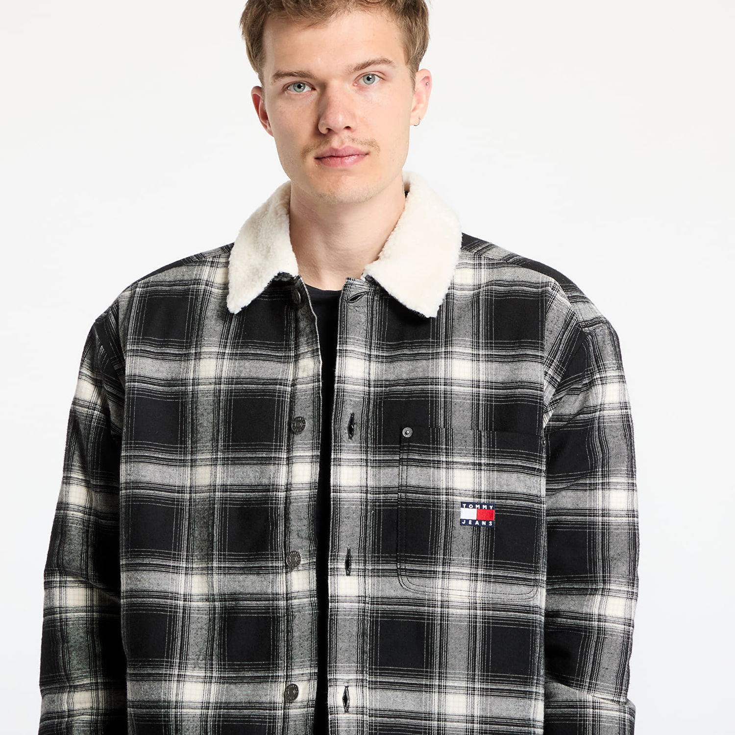 Košeľa Tommy Hilfiger Tommy Jeans Check Teddy Mix Overshirt Čierna | DM0DM20241 BDS, 1
