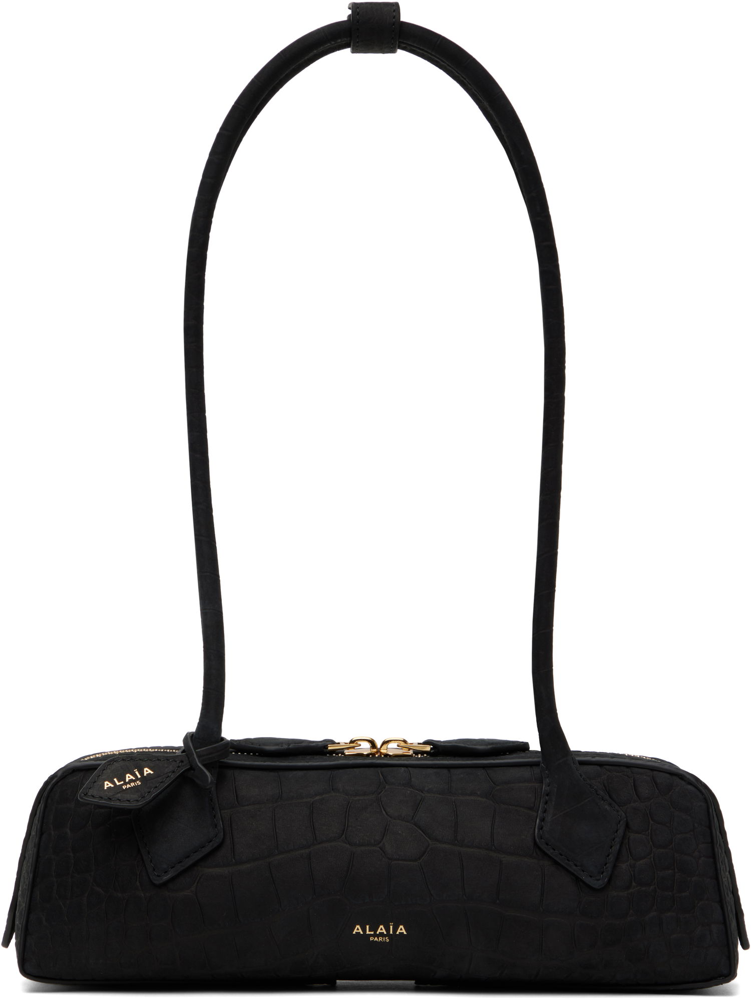 Taška cez rameno Alaïa 'Le Teckel' Small Croc-Effect Leather Bag Čierna | AA1S06029CA554, 0
