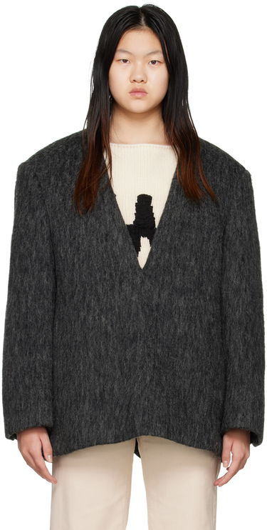 Bunda We11done We11done Y-Neck Fuzzy Jacket Šedá | WD-JK3-22-020-W-DG, 0