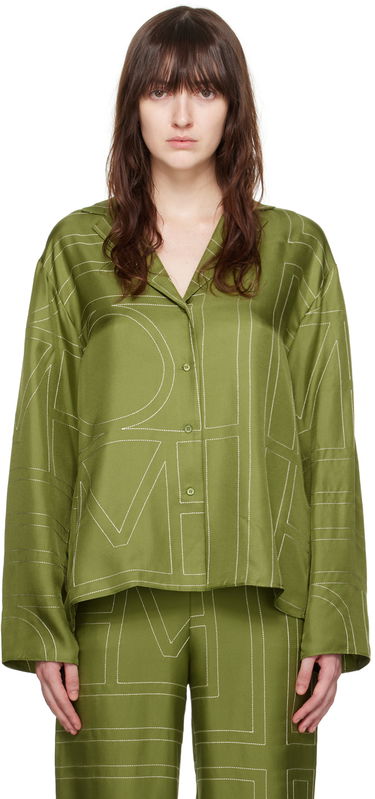 Košeľa TOTEME TOTEME Monogram Embroidered Shirt Zelené | 241-WRT976-FB0089, 0