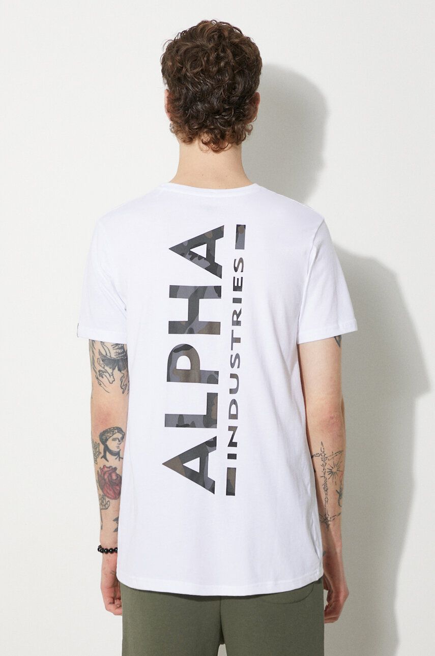 Tričko Alpha Industries T-Shirt With Print Biela | 128507CP.573, 0