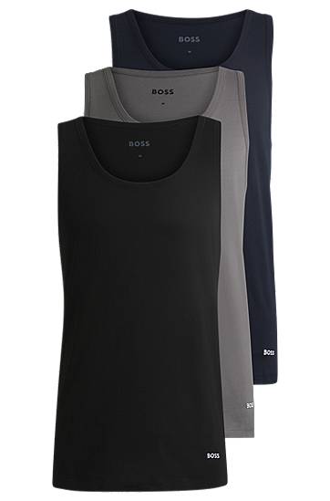 Tielko BOSS BOSS Three-Pack of Cotton Underwear Vests Navy | 50532476, 0